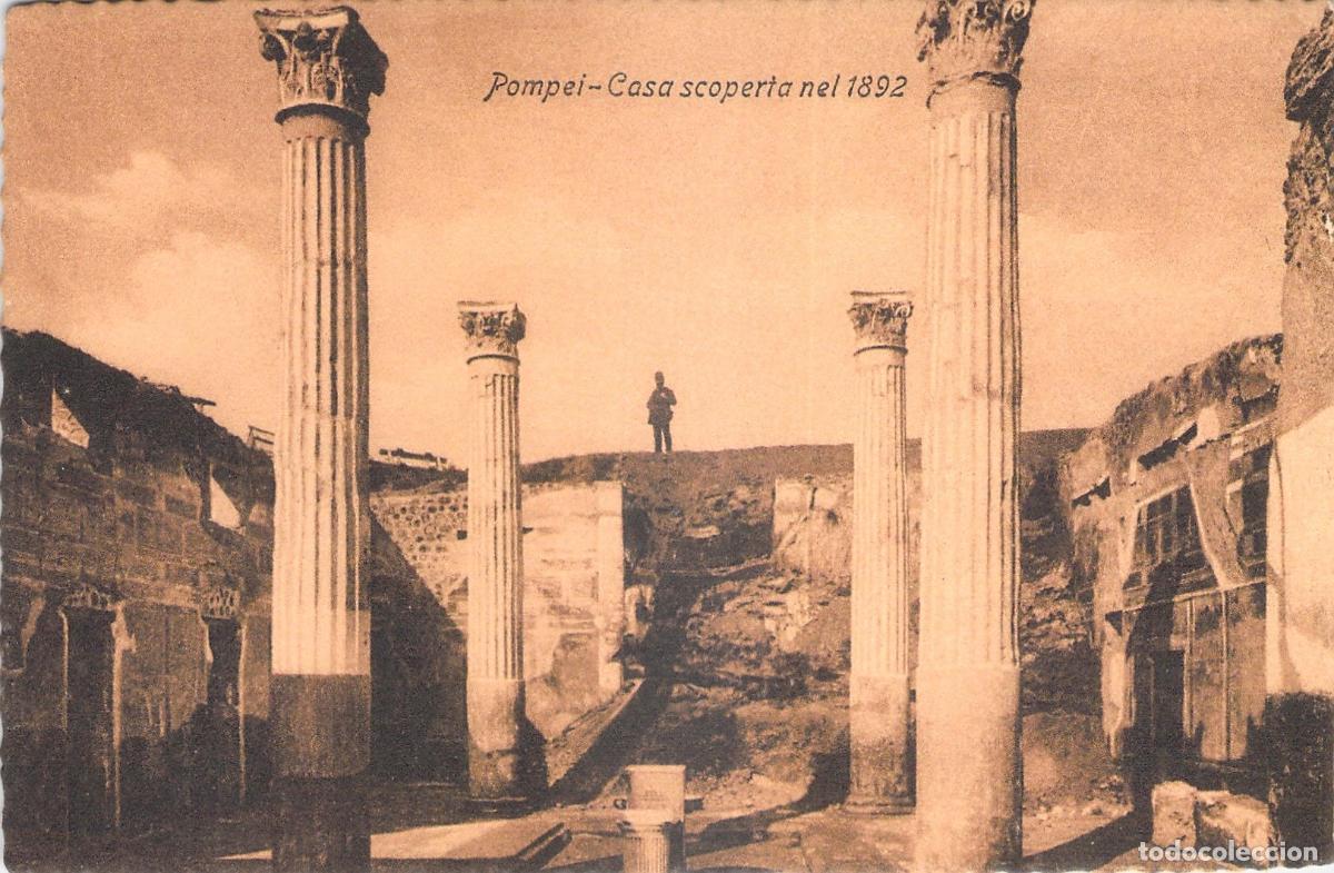 Postais: Postal de las antiguas ruinas de Pompeya: Casa descubierta en 1892