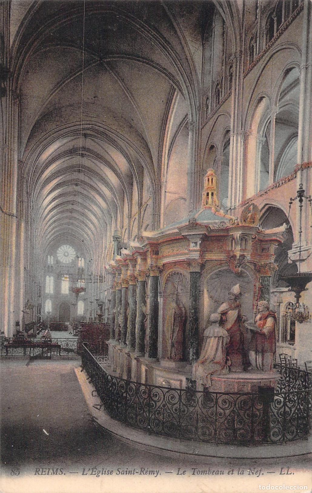 Postais: Postal de la Bas&iacute;lica de Saint-Remi en Reims, Francia