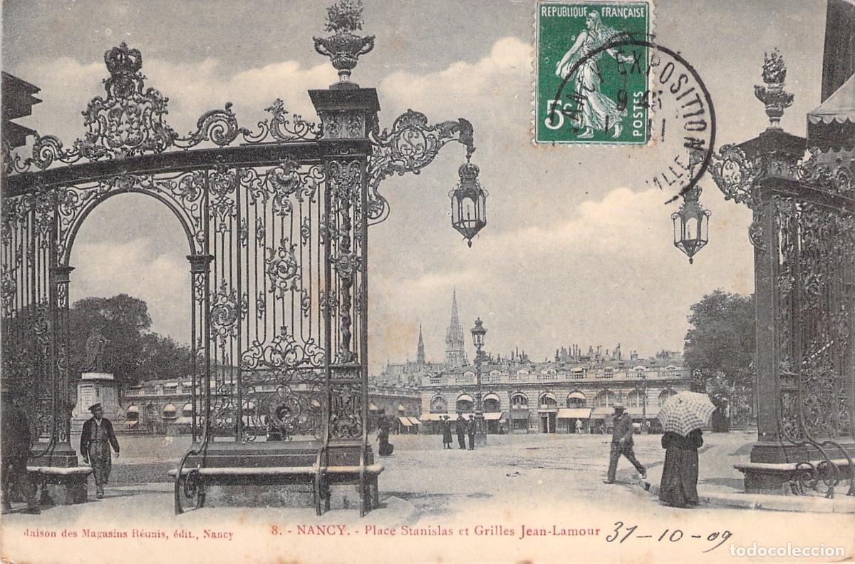 Postais: Postal de la Place Stanislas y Rejas Jean Lamour en Nancy