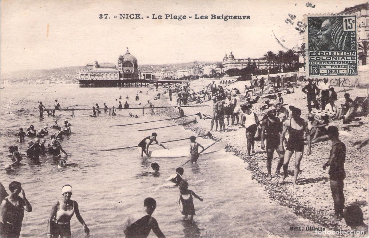 Postales: Postal de Niza Playa de los Ba&ntilde;istas