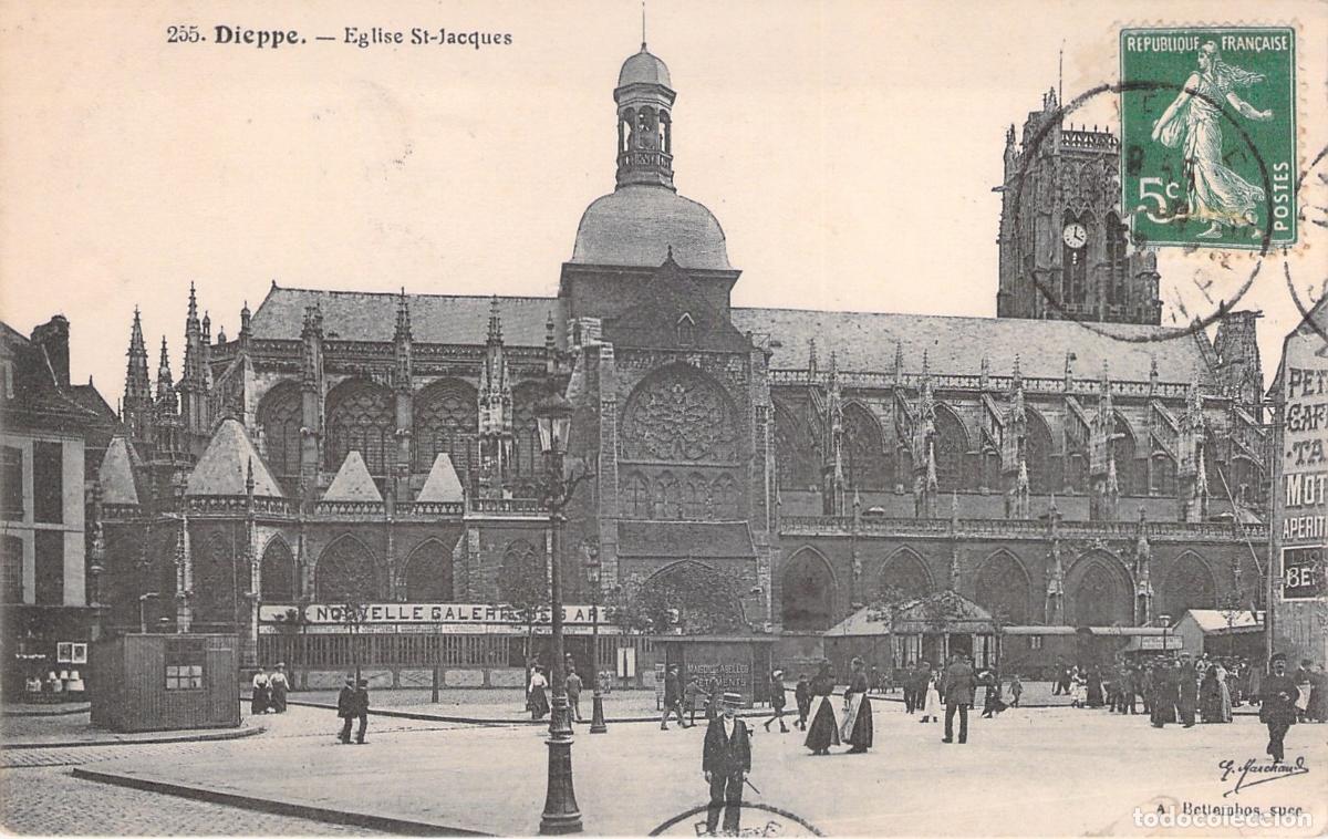 Postales: Postal de la Iglesia de Saint-Jacques en Dieppe, Francia