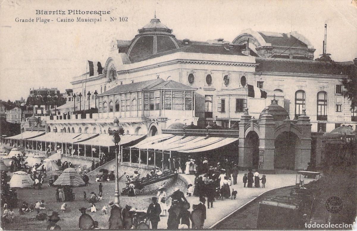 Postales: Postal de Biarritz Casino Municipal y Grande Plage