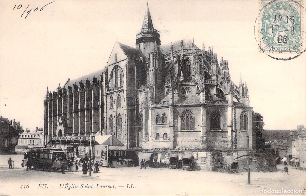 Postales: Postal de la Iglesia Saint-Laurent en Eu, Francia