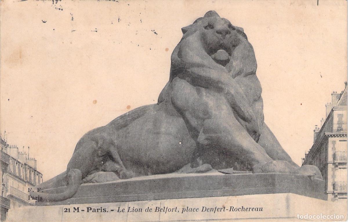 Postcards: Postal de Par&iacute;s: El Le&oacute;n de Belfort en Place Denfert-Rochereau