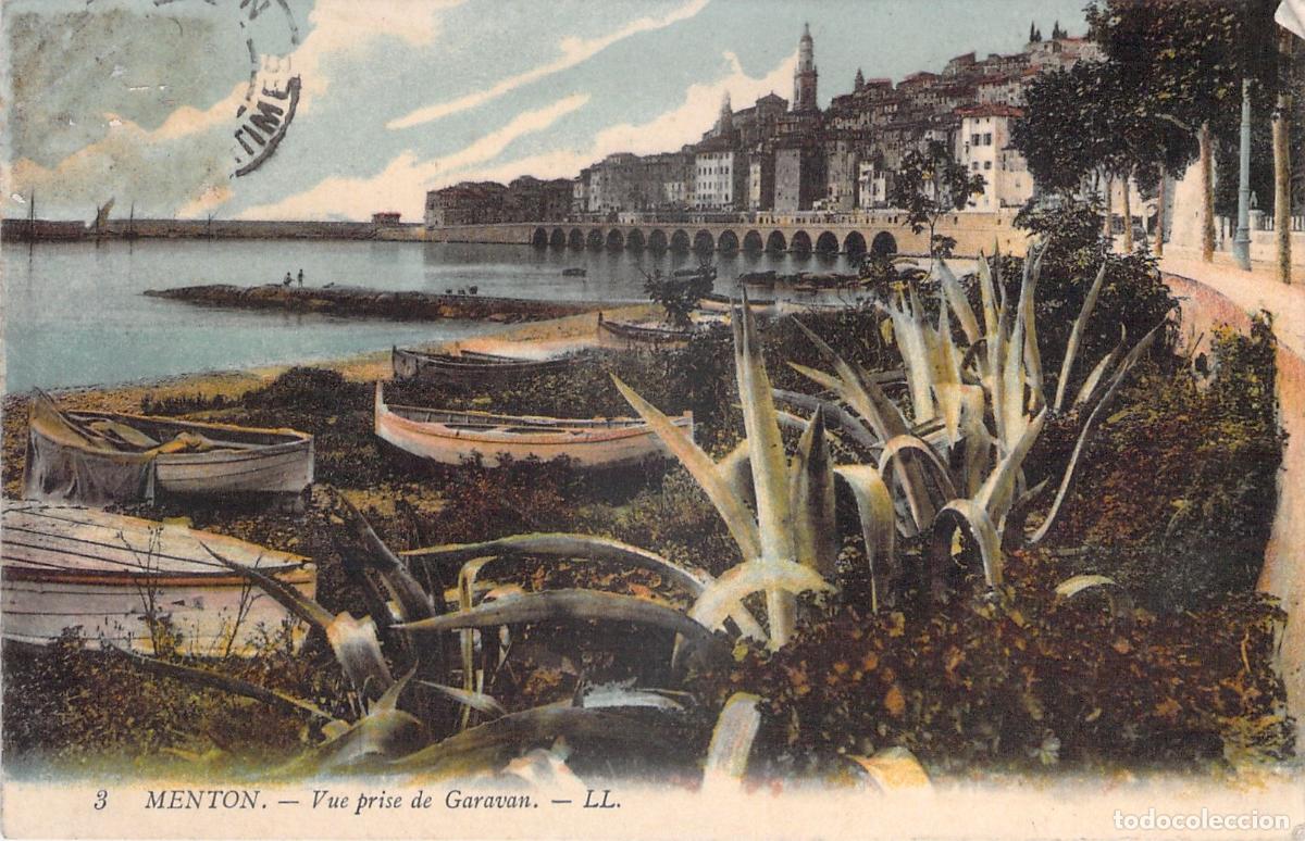 Postales: Postal de Menton vista de Garavan Francia