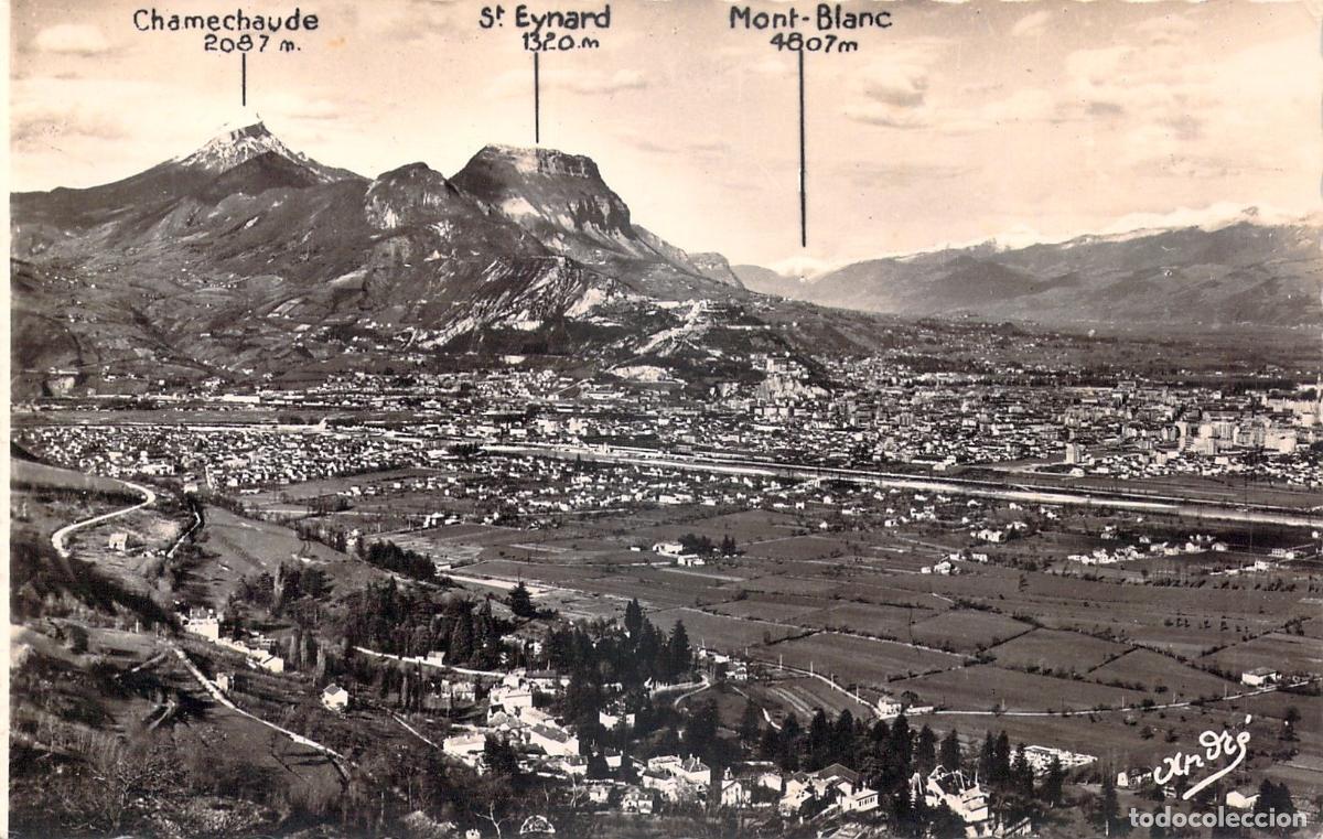 Postais: Postal de Grenoble y los Alpes Franceses vista panor&aacute;mica