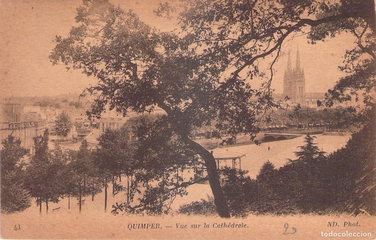 Postkarten: Postal de Quimper con vista a la Catedral