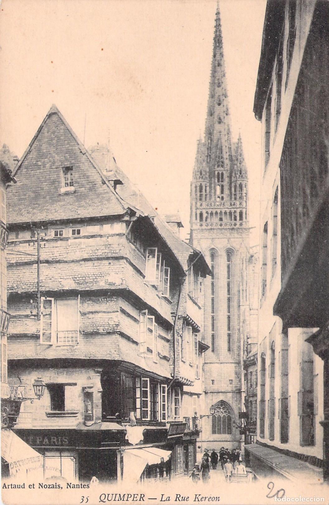 Postkarten: Postal de Quimper La Rue Kereon y Catedral Breta&ntilde;a