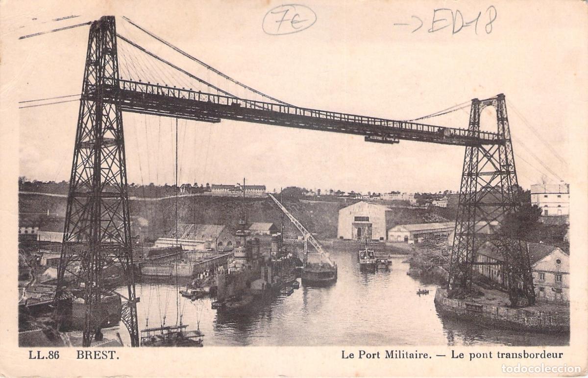Postkarten: Postal de Brest Francia, Puente Transbordador del Puerto Militar