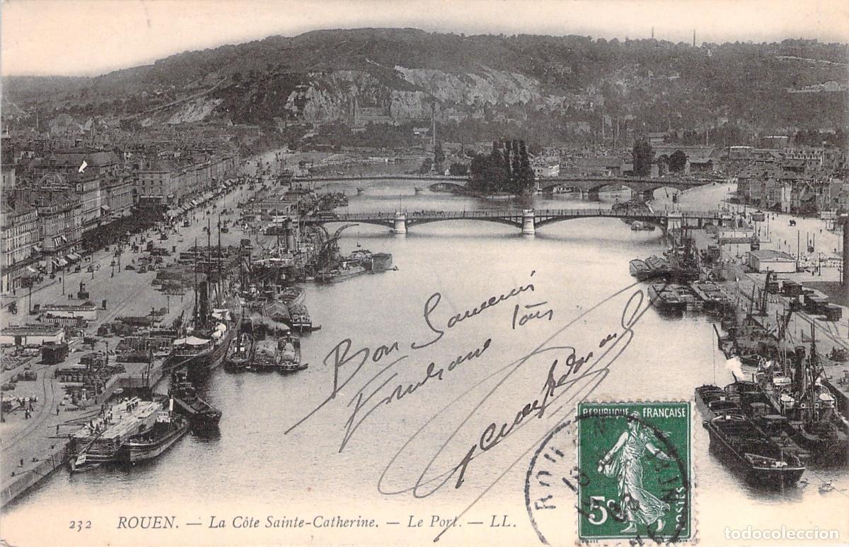 Postais: Postal de Rouen, Vista del Puerto y la Costa Sainte-Catherine
