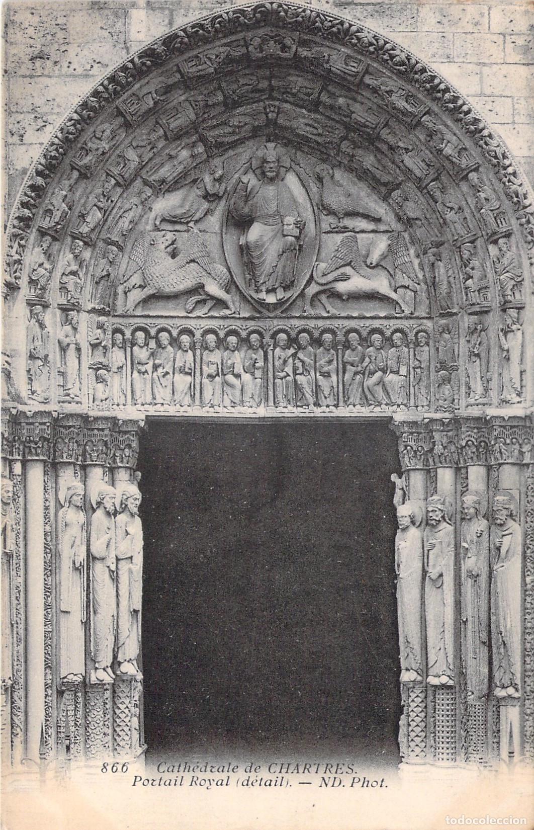 Postcards: Postal de la Catedral de Chartres, Detalle del Portal Real