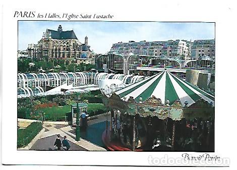 Postais: LES HALLES, L&acute;EGLISE SAINT-EUSTACHE.- PARIS / FRANCIA