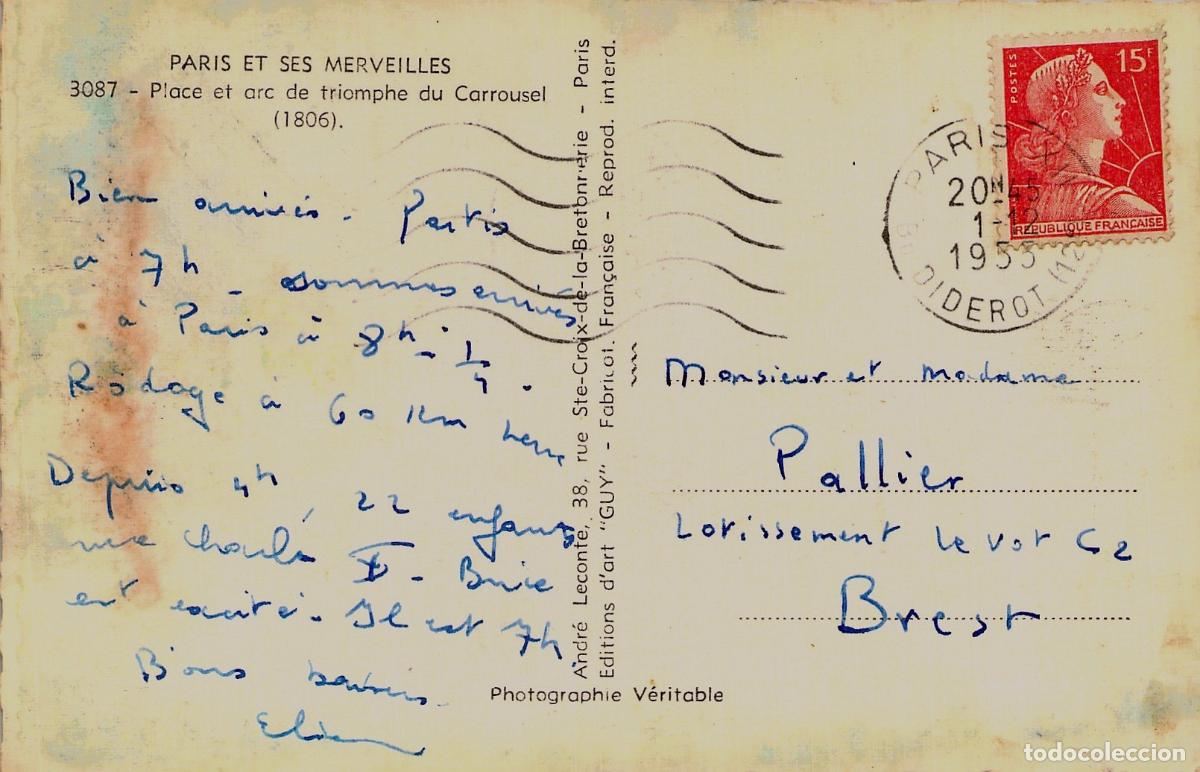 Postales: Postal de Paris: El Arc de Triomphe du Carrousel - Foto 2