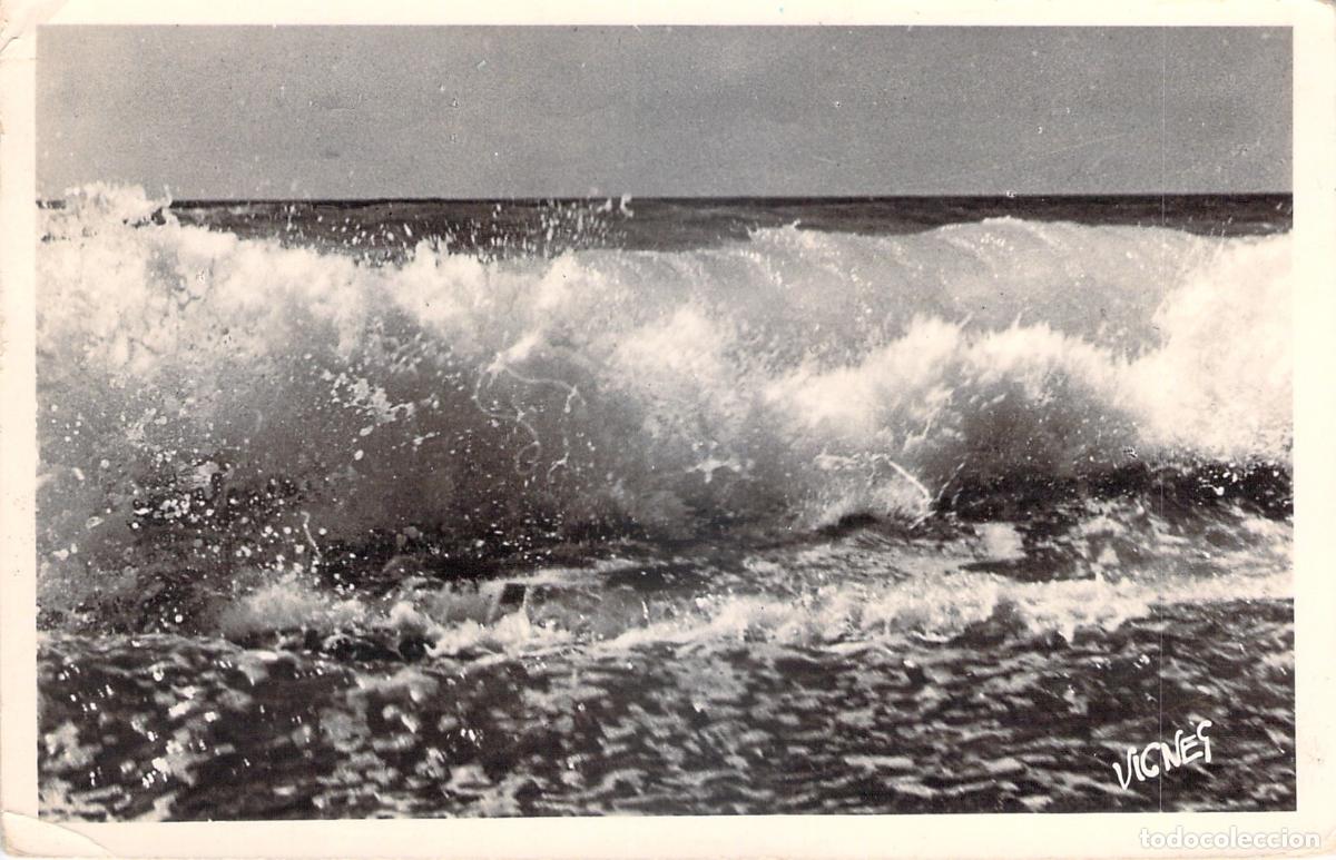 Postales: Postal de la Costa de Plata en las Landas con Olas del Atl&aacute;ntico