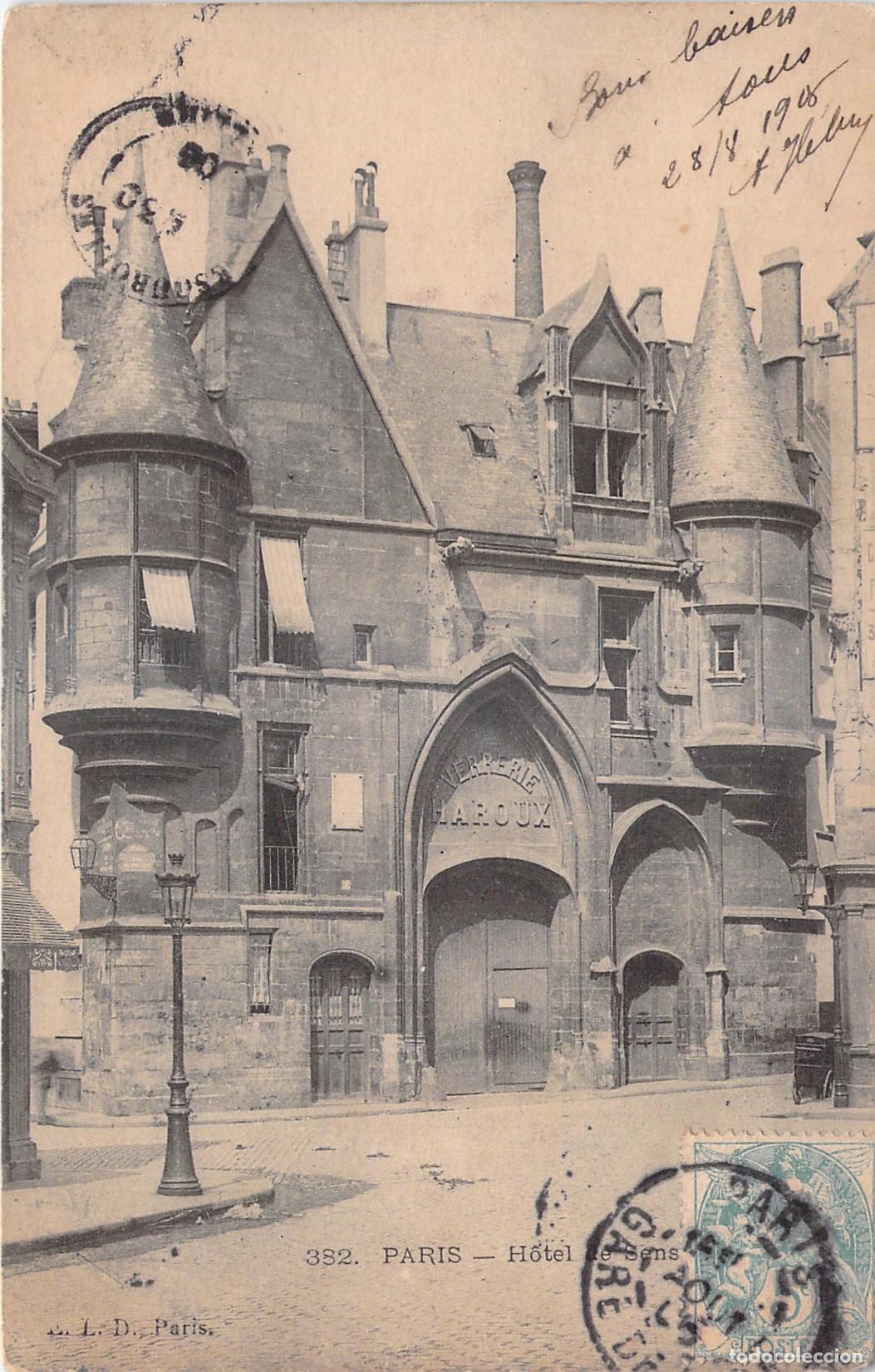 Postcards: Postal de Paris: H&ocirc;tel de Sens, vista arquitect&oacute;nica