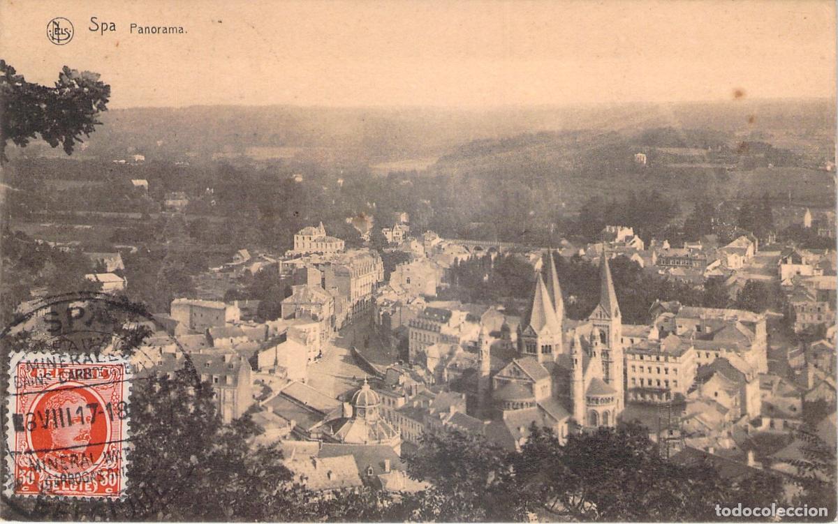 Postais: Postal de vista panor&aacute;mica de la ciudad de Spa en B&eacute;lgica