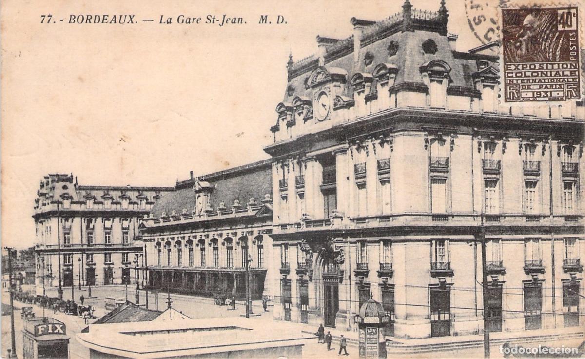 Postales: Postal de la Gare Saint-Jean en Burdeos, Francia