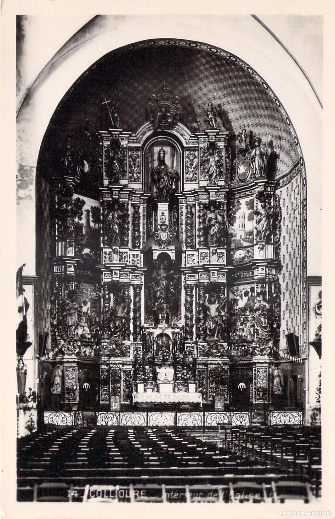 Postales: Postal de Collioure, Francia: Interior de la Iglesia y Altar Mayor