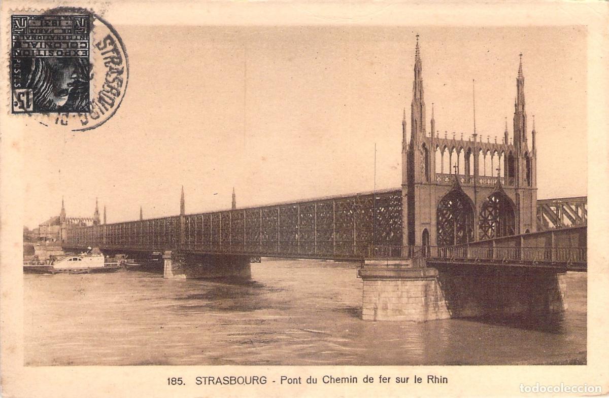Postales: Postal de Strasbourg, Puente ferroviario sobre el r&iacute;o Rin