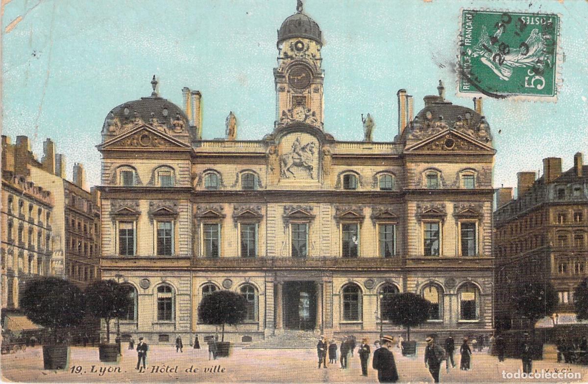 Postales: Postal de Lyon: Fachada del H&ocirc;tel de Ville, Francia