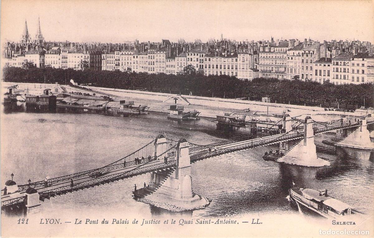 Postkarten: Postal de Lyon, Francia: Puente del Palacio de Justicia y Quai Saint-Antoine