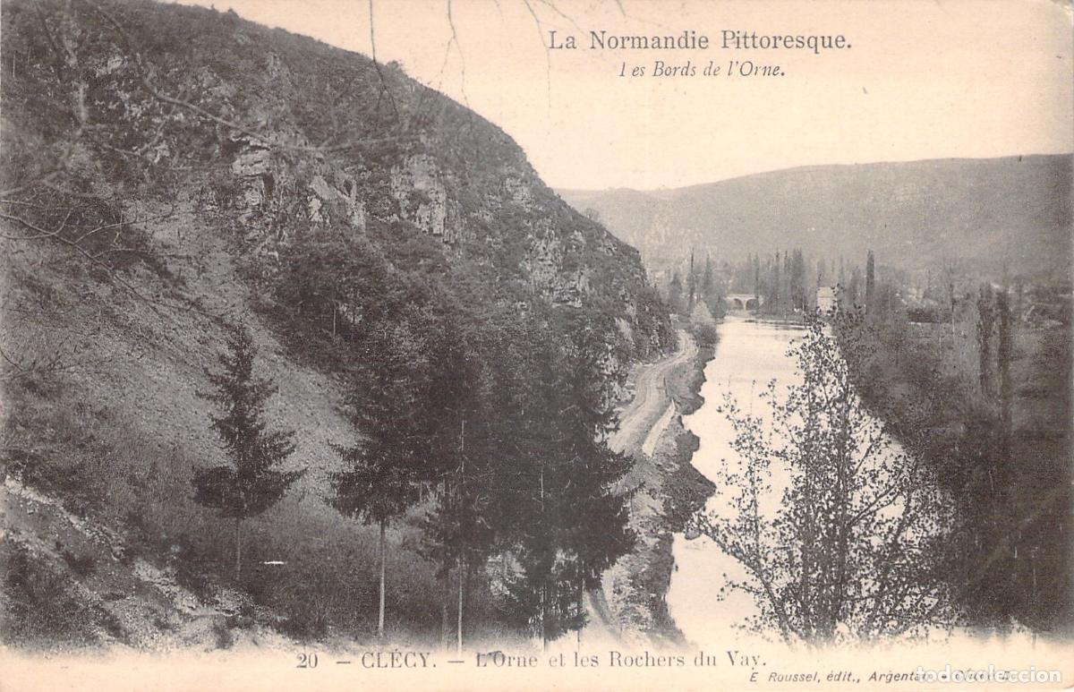 Postkarten: Postal de Normand&iacute;a: El r&iacute;o Orne y los acantilados de Vay en Clecy