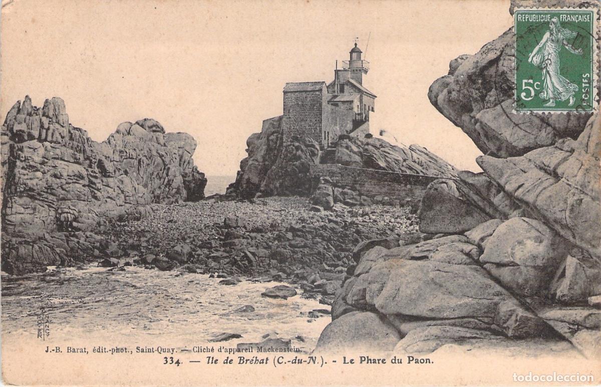 Postkarten: Postal del Faro del Paon en la Isla de Br&eacute;hat Francia