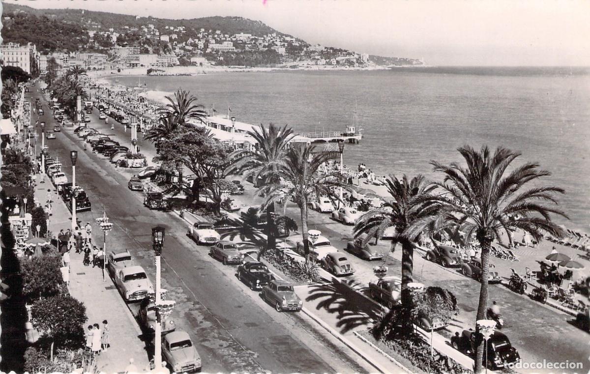 Postales: Postal de la Bah&iacute;a de los &Aacute;ngeles y Monte Boron en Niza, Francia