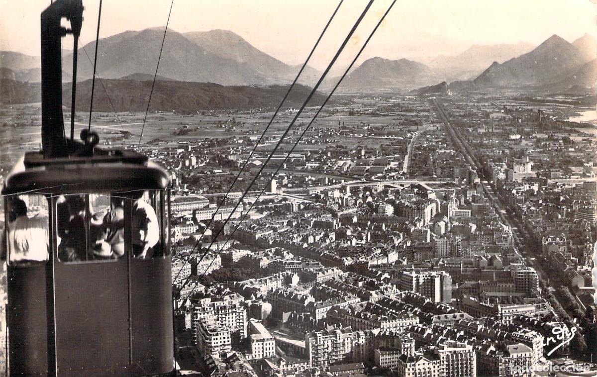 Cartoline: Postal de Grenoble: Vista panor&aacute;mica desde el telef&eacute;rico de la Bastille