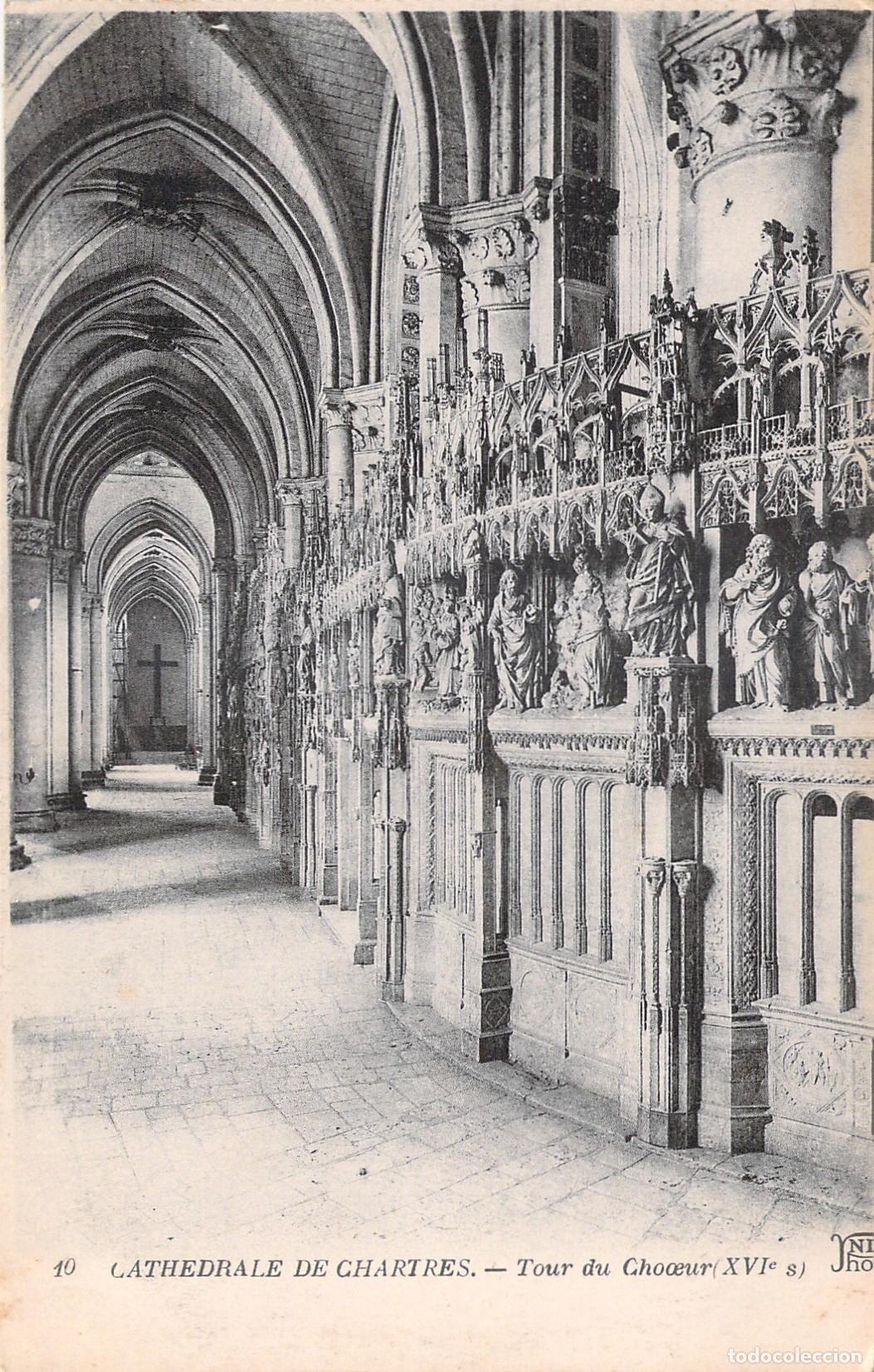 Postkarten: Postal de la Catedral de Chartres, Francia, interior g&oacute;tico