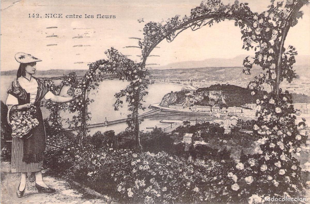 Postales: Postal de Niza entre las flores, Costa Azul