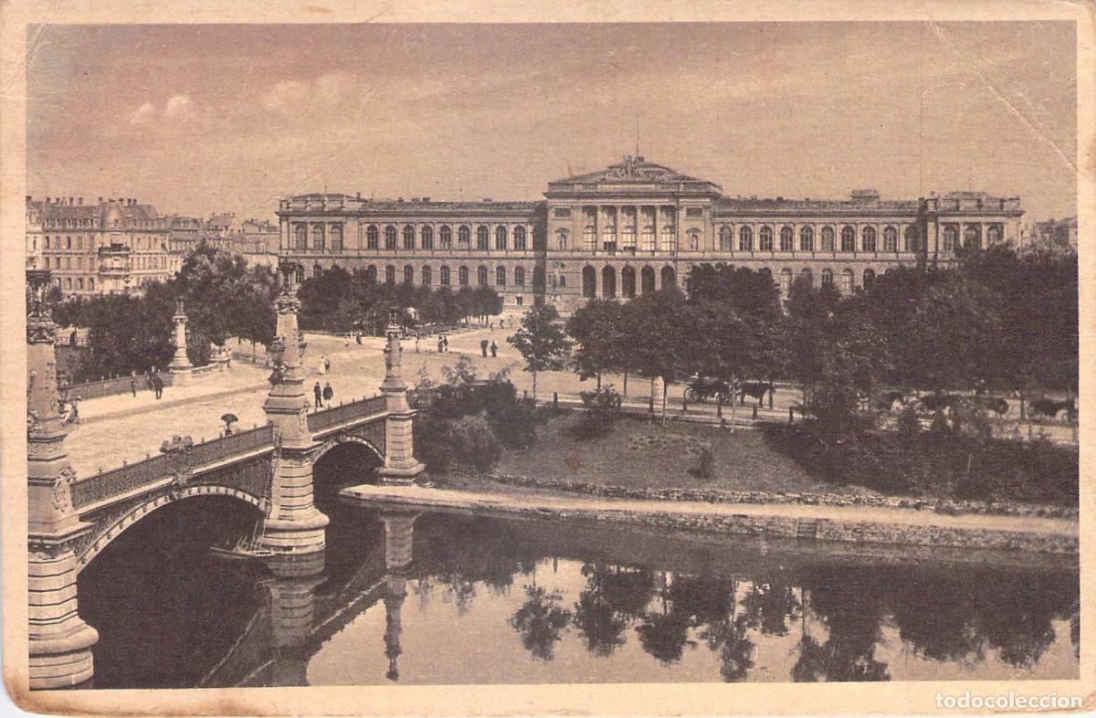 Postcards: Postal de la Universidad de Estrasburgo con puente y r&iacute;o