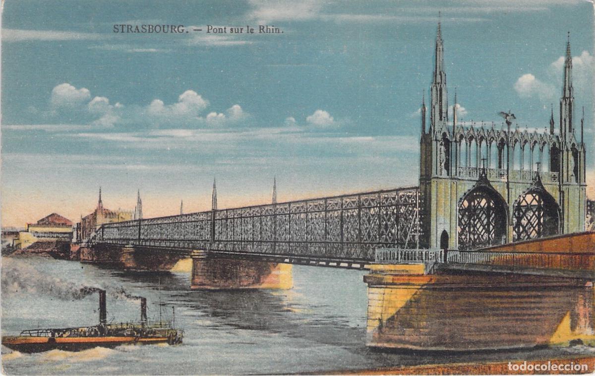 Postcards: Postal de Estrasburgo, Francia, vista del puente sobre el r&iacute;o Rin