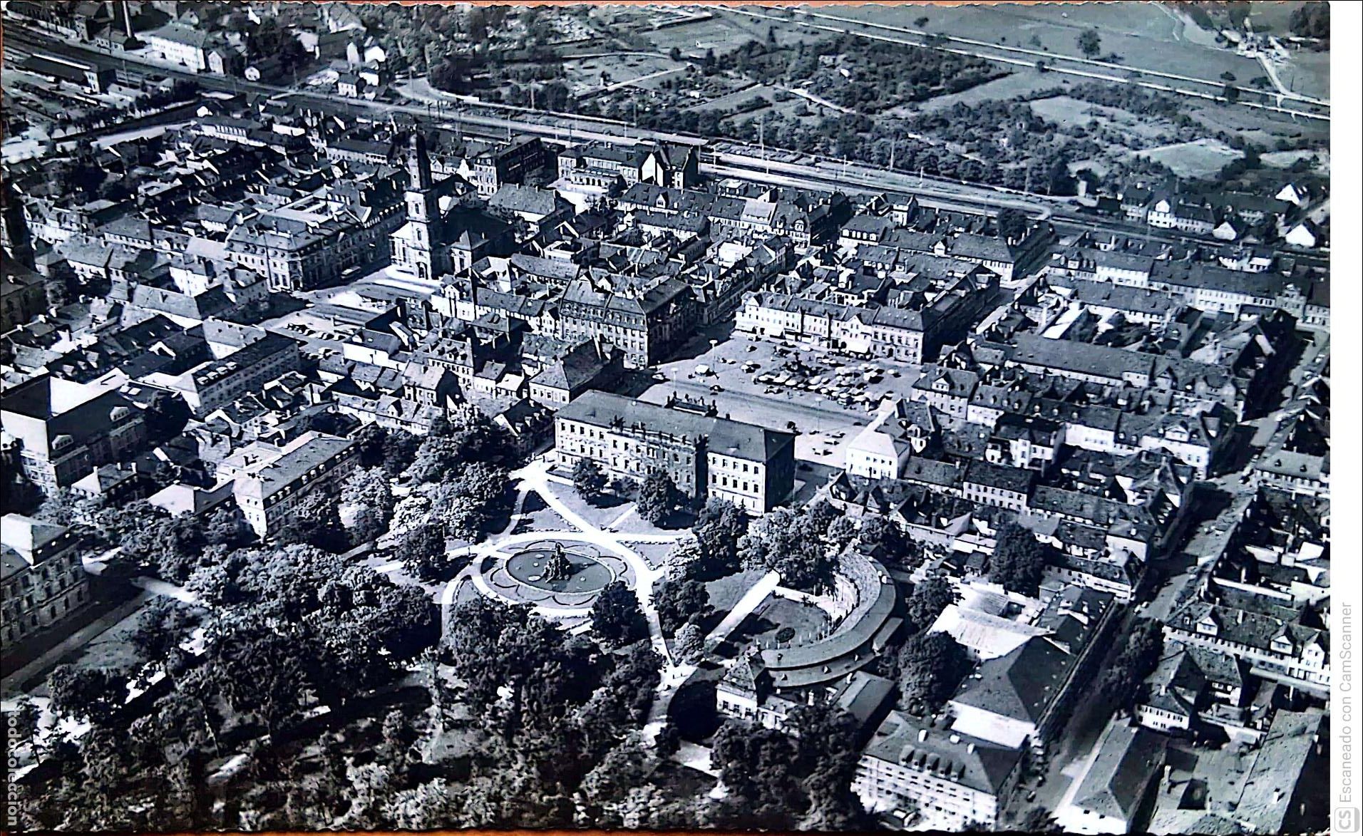 Postcards: Erlangen (Alemania). Ciudad universitaria y tecnol&oacute;gica en el estado de Baviera. Usada con sello- Bl