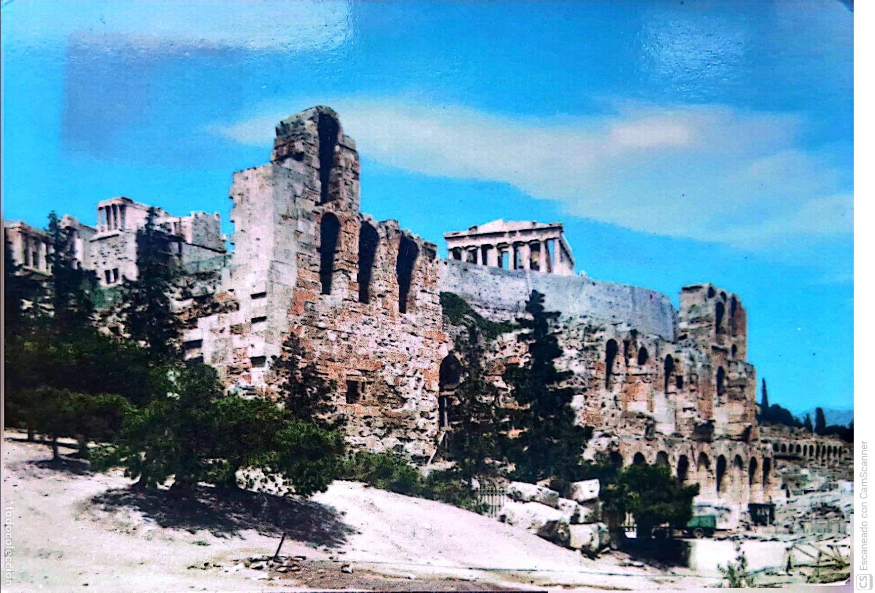 Postales: Atenas. Ode&oacute;n de Herodes &Aacute;tico (Herodi&oacute;n), teatro en la ladera suroeste de la Acr&oacute;polis. Usada con s