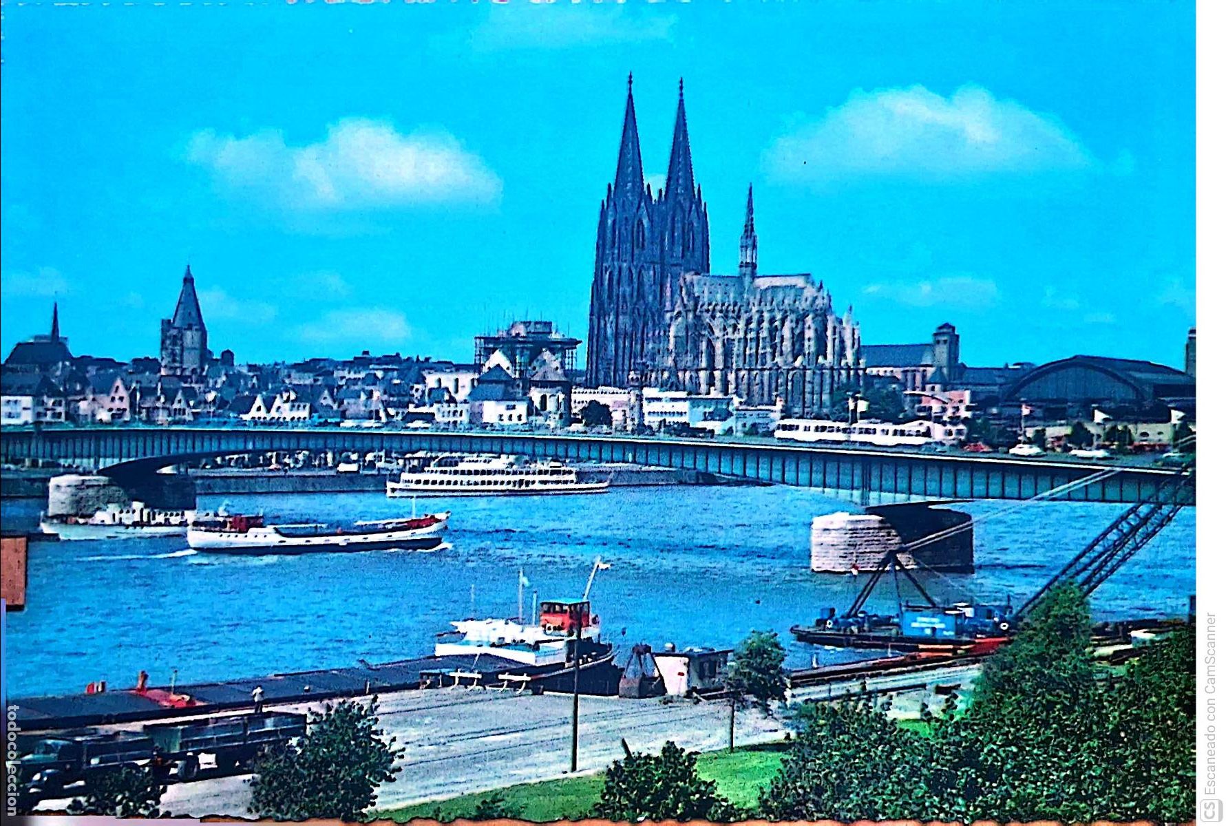 Postales: Colonia. 928/5 Vista de la Catedral y del Rhin. Nueva. Color.