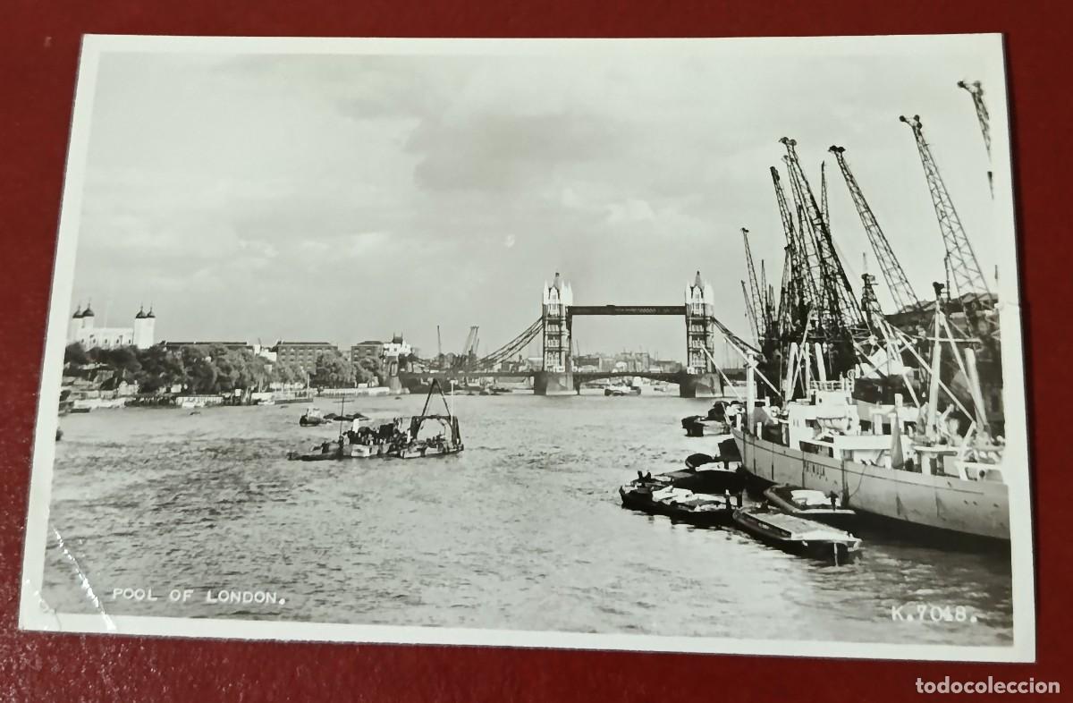 Cartoline: POSTAL BLANCO Y NEGRO POOL DE LONDRES - TRAMO R&Iacute;O T&Aacute;MESIS - PUENTE DE LA TORRE - LONDRES
