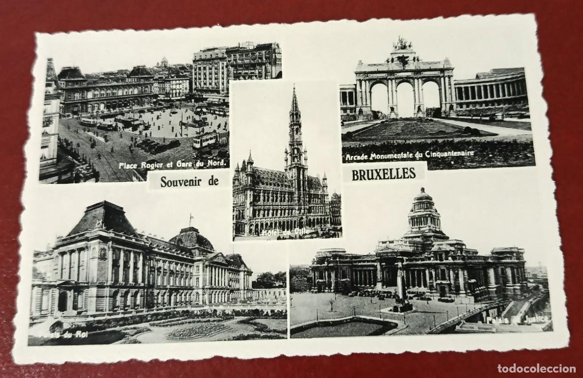 Cartes Postales: POSTAL BLANCO Y NEGRO CINCO MONUMENTOS DE LA CIUDAD DE BRUSELAS - B&Eacute;LGICA