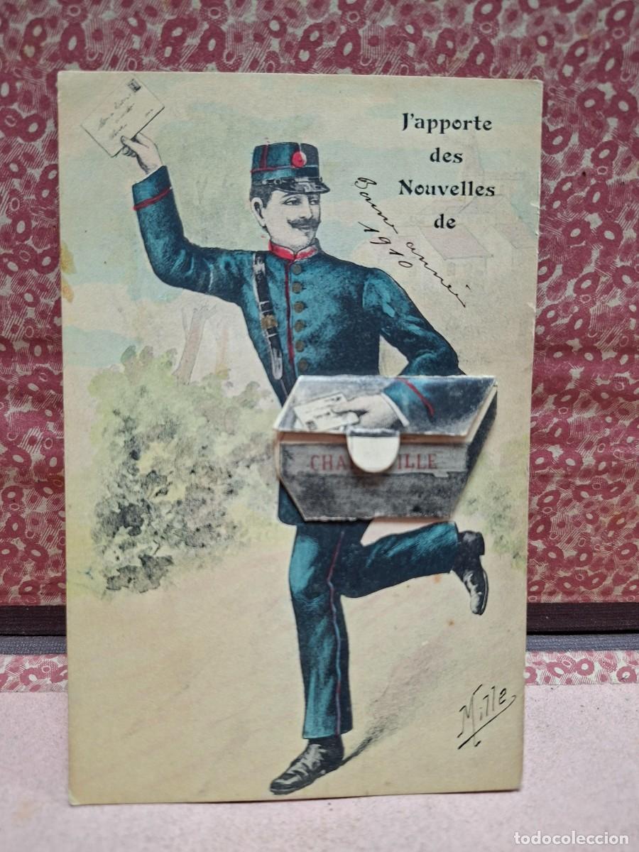 Postales: ANTIGUA POSTAL CARTERO 1910 IMAGENES DESPLEGABLES DE CHARLEVILLE FRANCIA