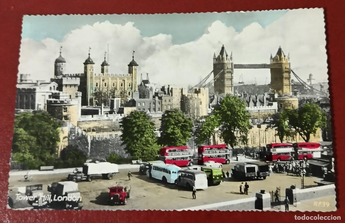 Postkarten: POSTAL COLOREADA DE TOWER HILL - TORRE Y PUENTE LONDRES 1957