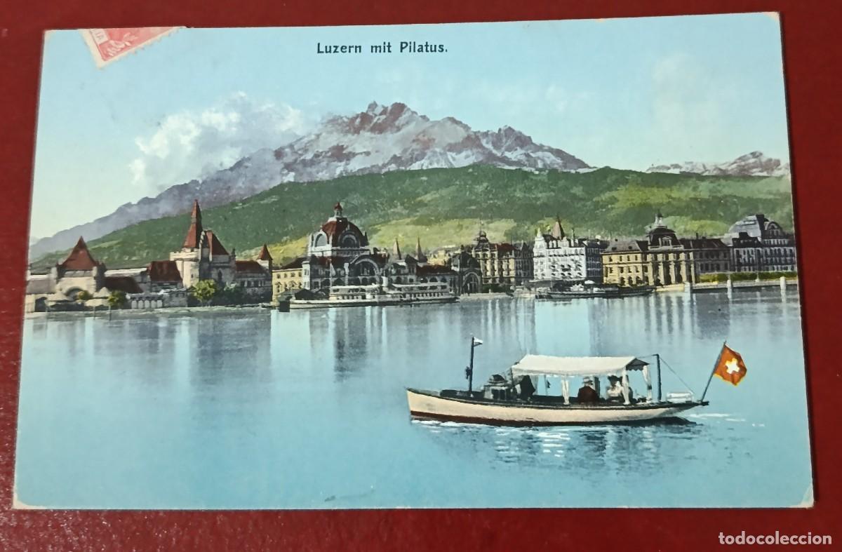 Postcards: POSTAL ART&Iacute;STICA LUZERN MIT PILATUS - VISTA PANORAMICA CIUDAD DE LUCERNA - SUIZA 1908