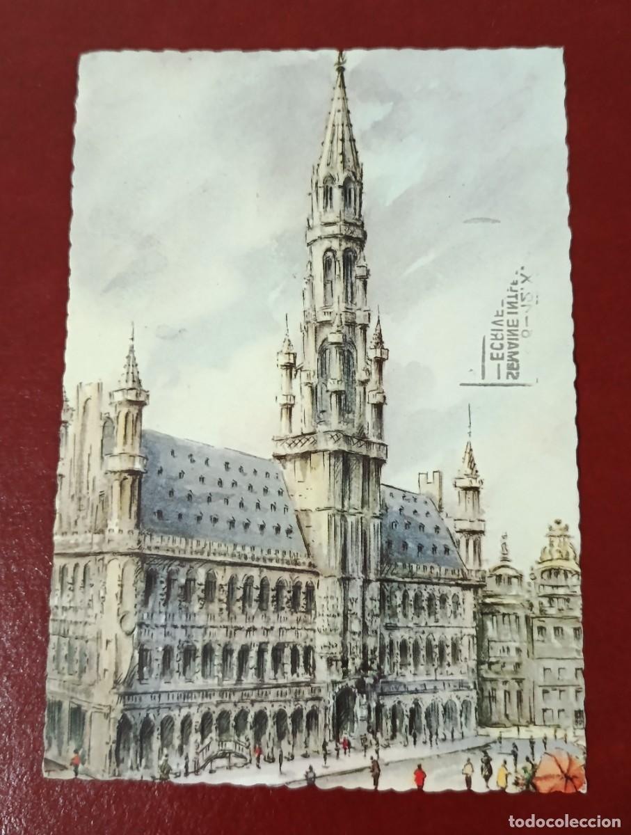 Postkarten: POSTAL ILUSTRADA AYUNTAMIENTO DE BRUSELAS - GRAND PLACE DE LA CAPITAL BELGA - B&Eacute;LGICA