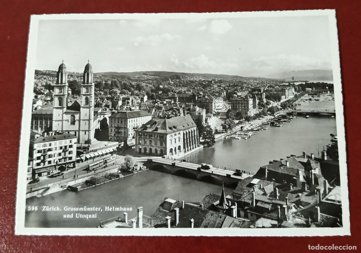 Postais: POSTAL BLANCO Y NEGRO ZURICH - RIO LIMMAT - PUENTE MUNSTER BRUCKE - SUIZA