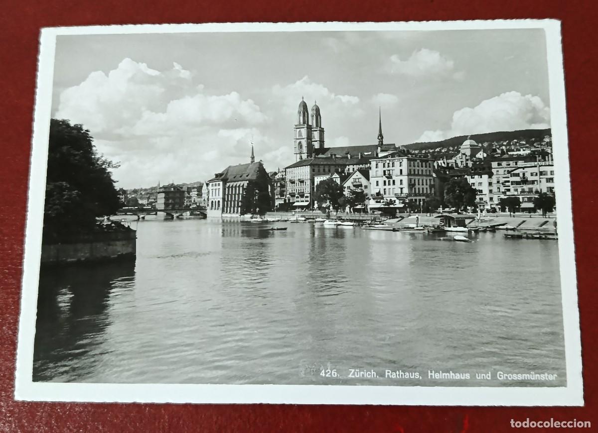 Postkarten: POSTAL BLANCO Y NEGRO R&Iacute;O LIMMAT EN ZURICH - AYUNTAMIENTO Y TORRES GEMELAS - SUIZA