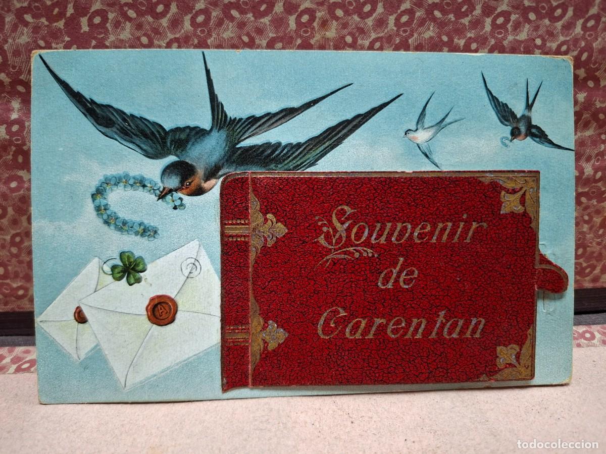 Postales: ANTIGUA POSTAL ROMANTICA SOUVENIR DE CARENTAN FRANCIA DESPLEGABLE