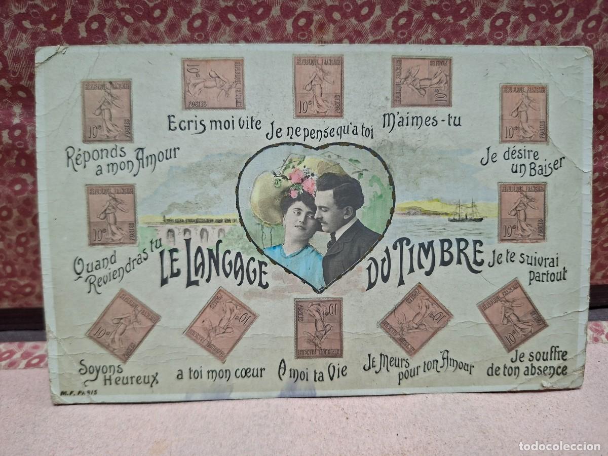 Postales: ANTIGUA POSTAL ROMANTICA EL LENGUAJE DE LOS SELLOS FRANCIA