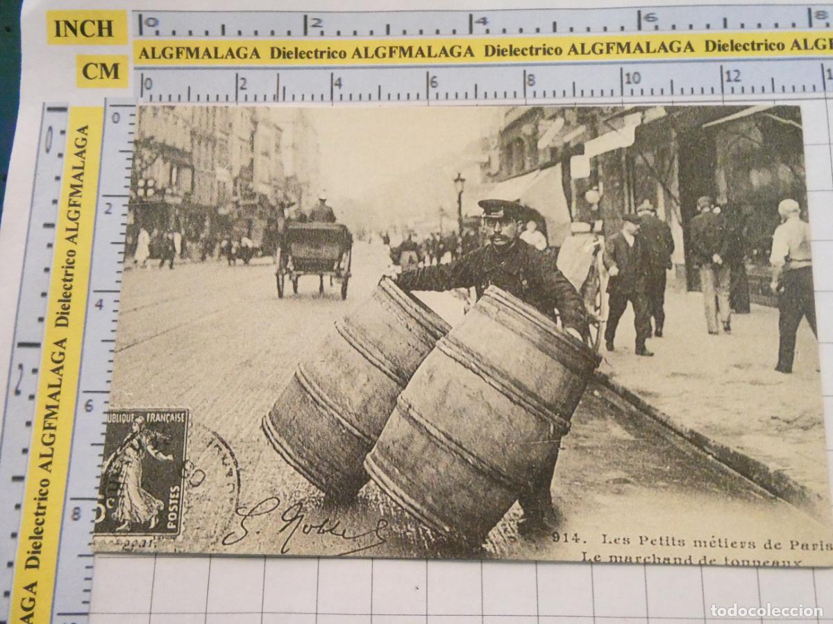 Postales: ANTIGUA POSTAL FACS&Iacute;MIL LA FRANCIA DE OTRO TIEMPO. PARIS LE MARCHAND DE TONNEAUX TONELERO VINO. 1030