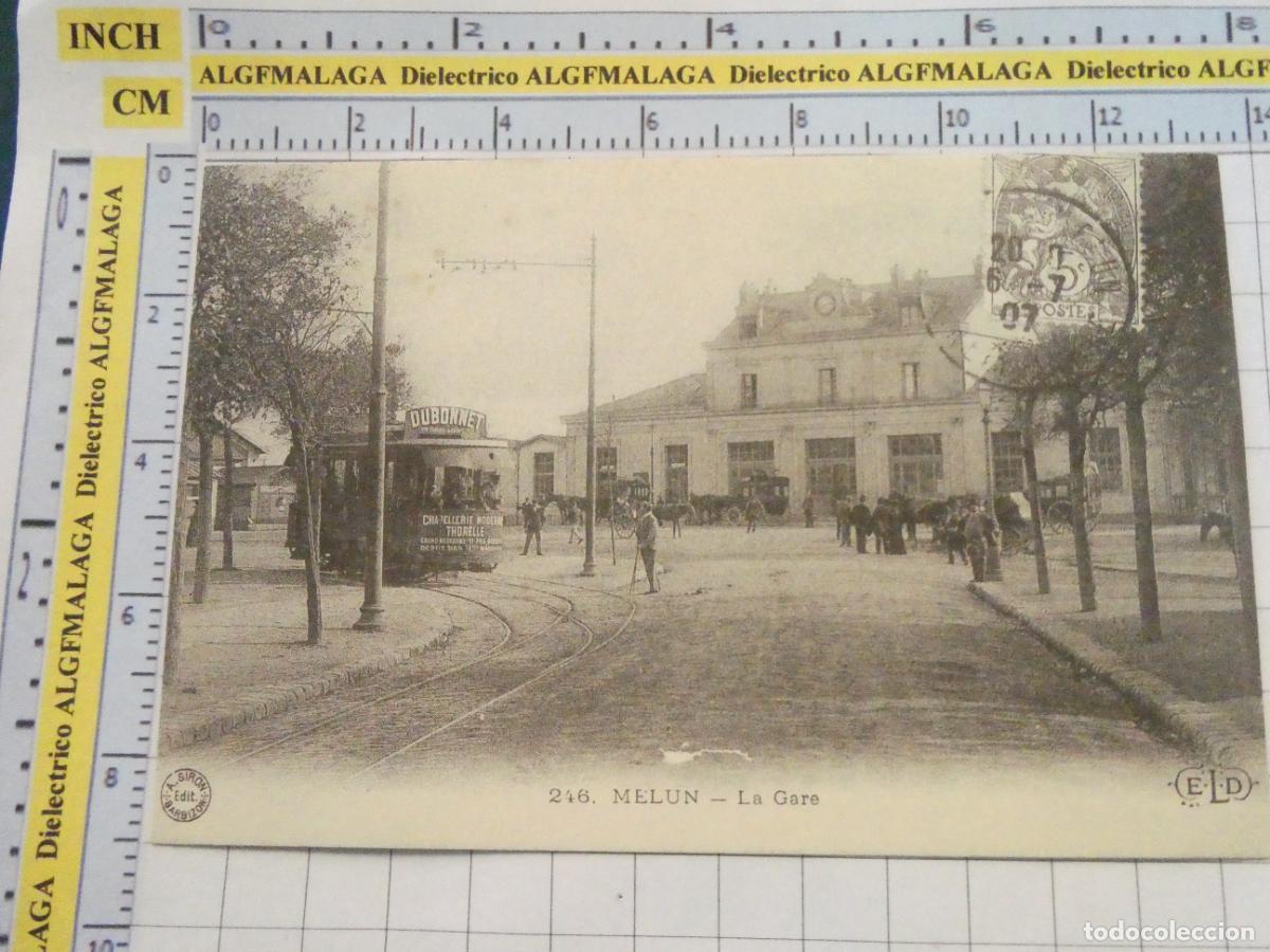 Postales: ANTIGUA POSTAL FACS&Iacute;MIL LA FRANCIA DE OTRO TIEMPO. MELUN LA GARE. TRANV&Iacute;A. 1034