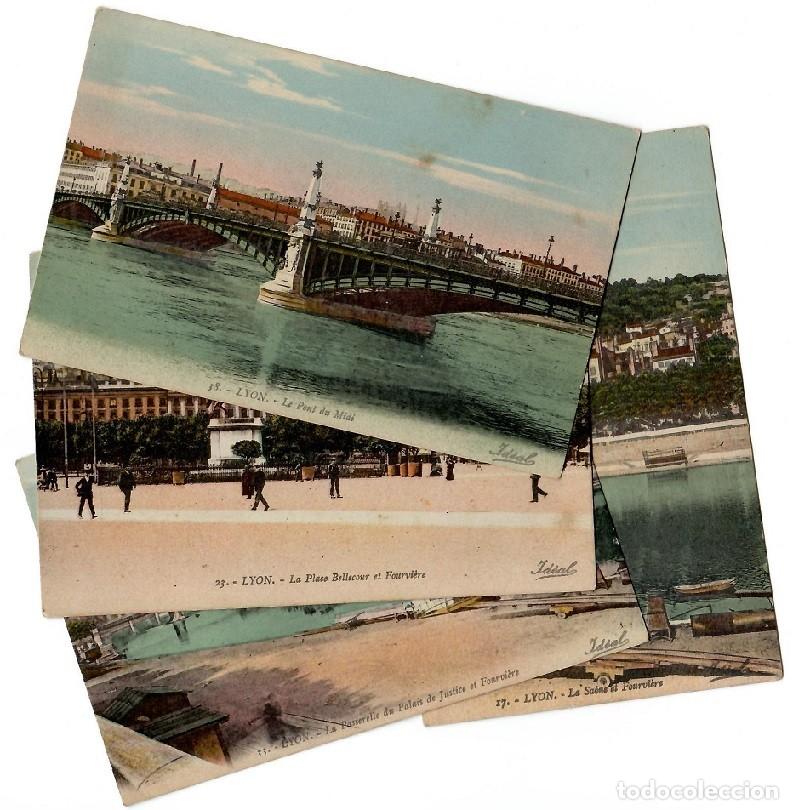 Postkarten: 4 Postales antiguas de Lyon - Todas diferentes / Le Pont du Midi - La Passerelle du Palais de Just..