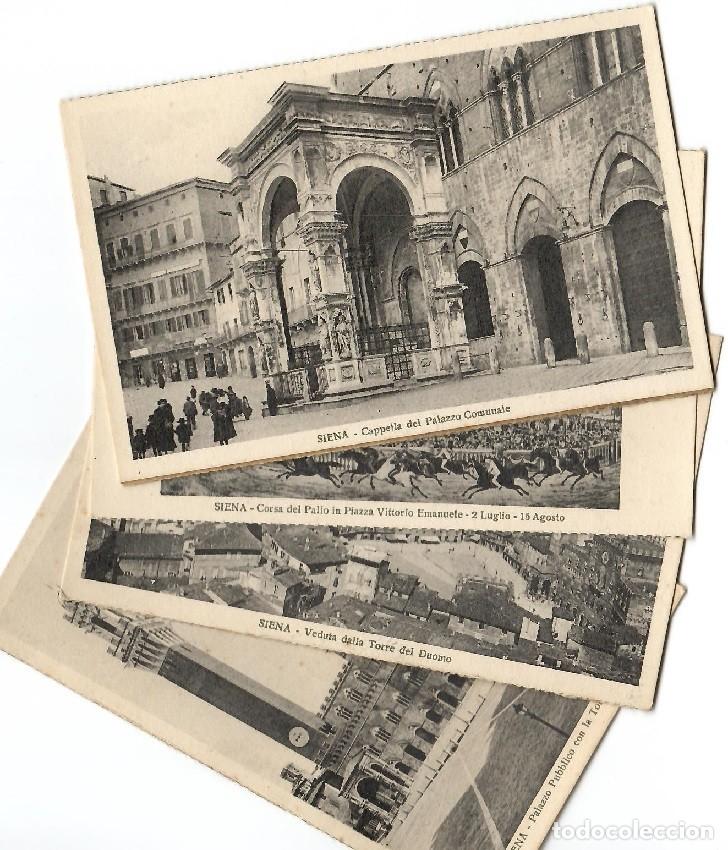 Postkarten: Muy comercial , 4 Postales antiguas de Siena (Italia) - Carrera de caballos &hellip; / Cappella del Pala..